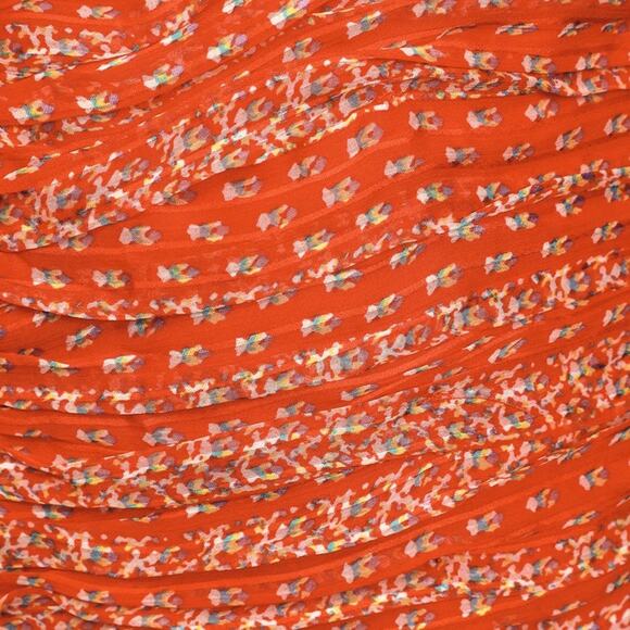 Revolve The East Order Liliana Orange Red Floral Ruched Mini Dress L New Nwt - Picture 14 of 14